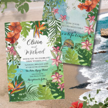 Boda Tropical Acuarela Única Pintada a Mano