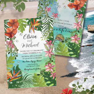 Invitación Boda Tropical Acuarela Única Pintada a Mano
