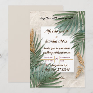 Invitación boda tropical acuarela verano playa palmera