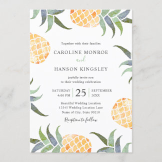 Invitación Boda tropical acuática piña de verano de playa