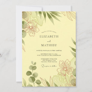 Invitación Boda Tropical Atmosférica Amarillo Mantecoso