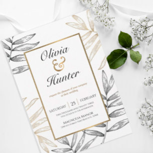 Invitación Boda Tropical Beach Gold Palm