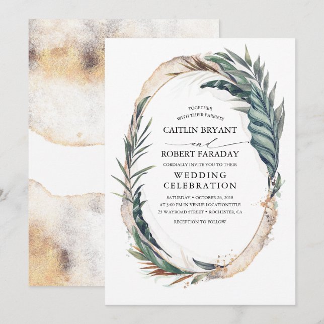 Invitación Boda Tropical Beach Palm (Anverso / Reverso)