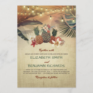 Invitación Boda Tropical Beach Palms and Pineapples