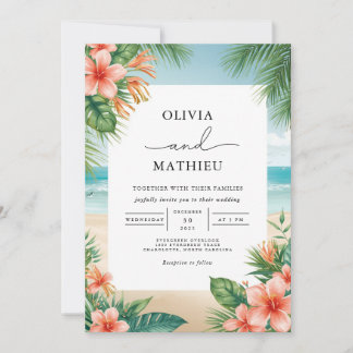 Invitación Boda Tropical Bloom Beach