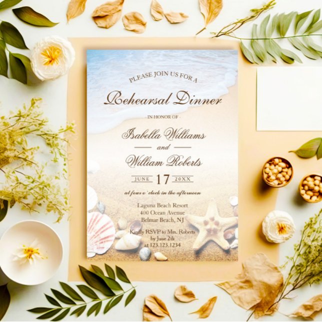 Invitación Boda tropical Boda Starfish Ensayo Cena (Subido por el creador)