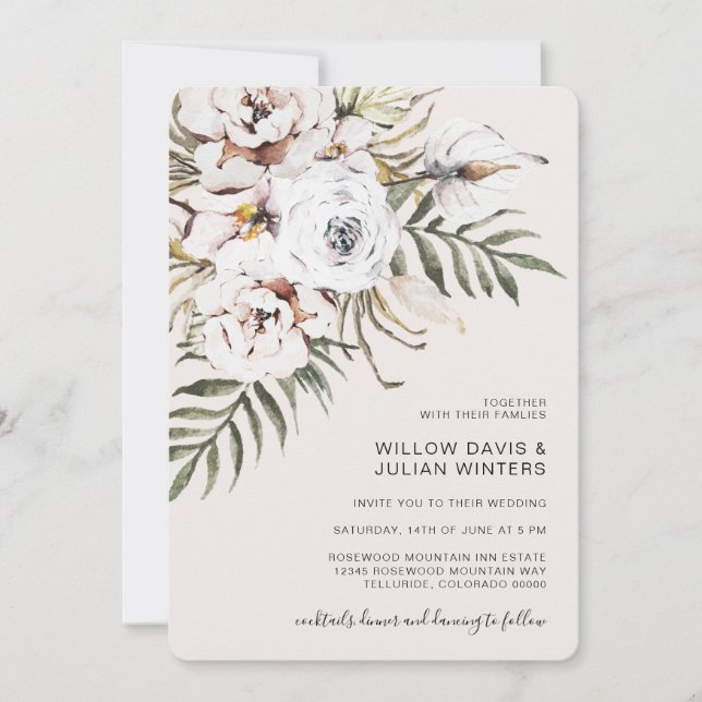 Invitación Boda Tropical Boho (Anverso)