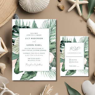 Invitación Boda tropical botánico