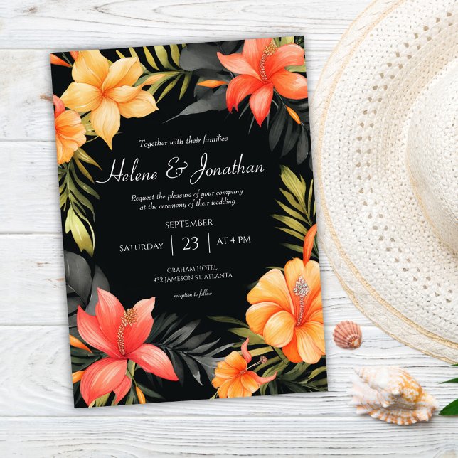 Invitación Boda Tropical Botánico de Acuarela Floral (Watercolor Floral Botanical Tropical Wedding Invitation)