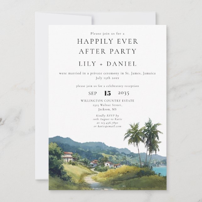 Invitación Boda Tropical Caribe Feliz Para Siempre (Anverso)