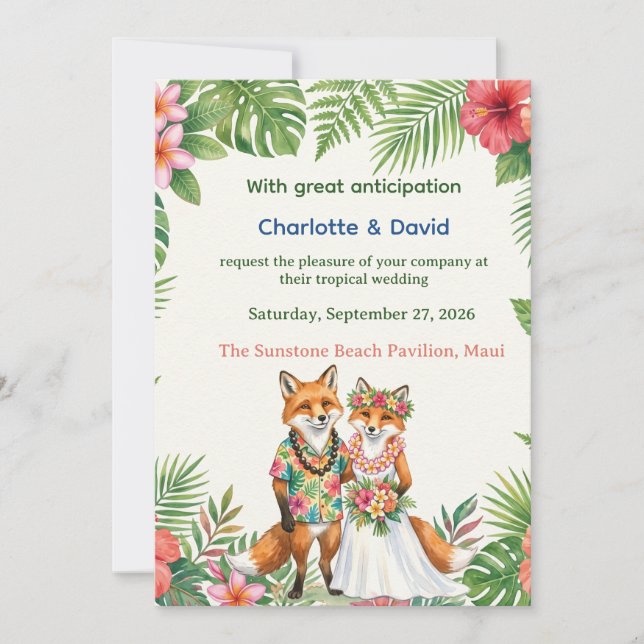 Invitación Boda Tropical – Charlotte & David (Anverso)