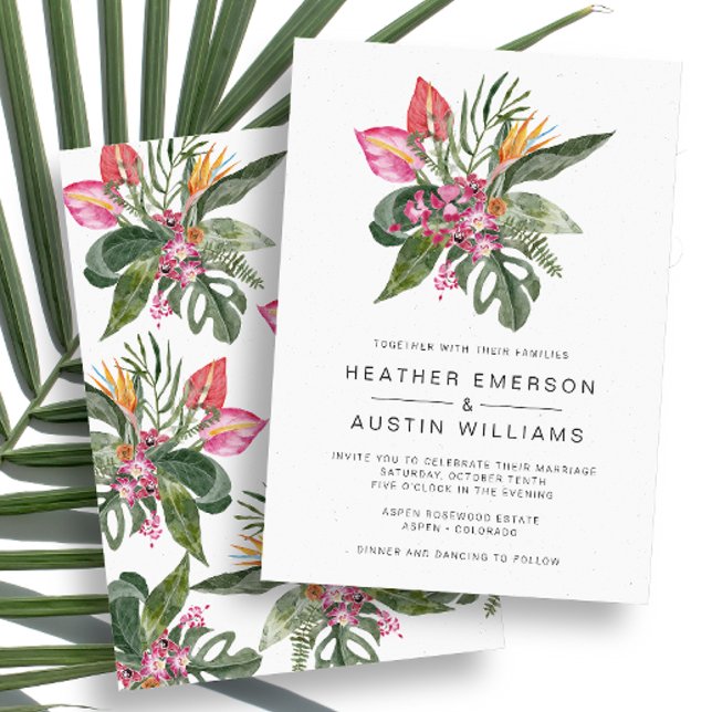 Invitación Boda Tropical Colorida (Tropical Colorful Floral Wedding Invitation by Painted Paperie
)