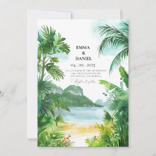 Invitación Boda tropical con acuarela en Phuket Tailandia