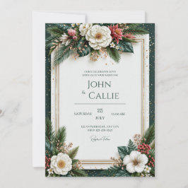 Invitación Boda Tropical con Aguja de Pino Dorada