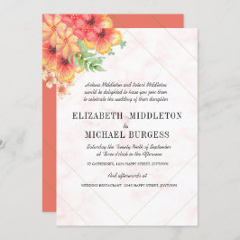 Invitación Boda tropical Coral Floral Moda moderna