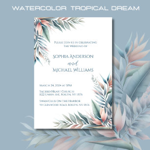 Invitación Boda tropical de acuarela