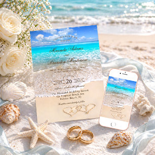 Invitación Boda Tropical de Ensueño en la Playa del Océano Az