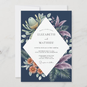 Invitación Boda Tropical de Eucalipto Ámbar Amatista