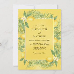 Invitación Boda Tropical de Eucalipto con Limón Amarillo