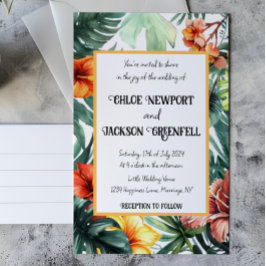 Invitación Boda tropical de flores exóticas