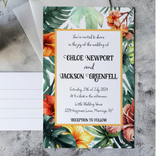 Invitación Boda tropical de flores exóticas