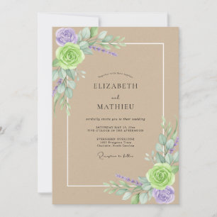 Invitación Boda Tropical de Hoja de Tan y Amatista