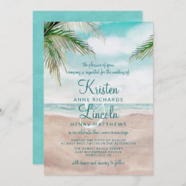 Invitación Boda tropical de la brisa de la isla pintada
