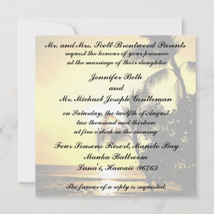 Invitación Boda tropical de la línea de la playa de la playa