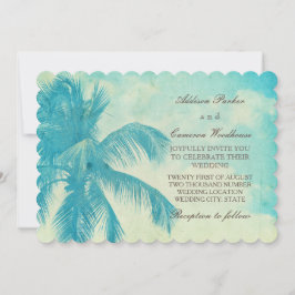 Invitación Boda tropical de la turquesa de la palmera el |