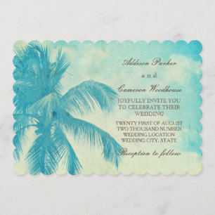 Invitación Boda tropical de la turquesa de la palmera el  