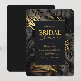 Invitación Boda tropical de oro negro moderno ducha de novia