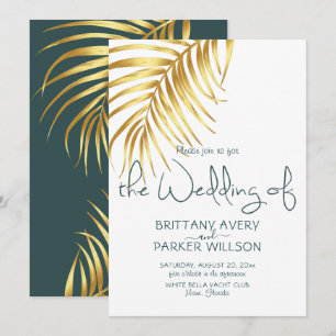 Invitación Boda Tropical de Oro Simple