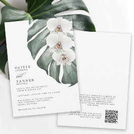 Invitación Boda tropical de orquídeas blancas con código QR