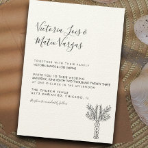 Boda tropical de palmeras dibujadas a mano simple