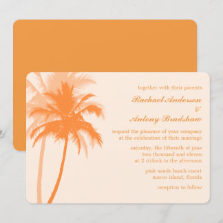 Invitación Boda tropical de palmeras naranjas