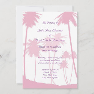 Invitación Boda tropical de palmeras rosadas