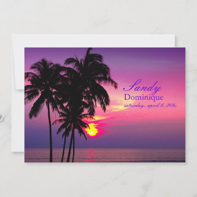 Invitación Boda tropical de PixDezines Hawaiian Sunset (Anverso)