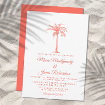 Boda Tropical de Playa con Palma de Coral Moderna