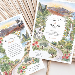 Invitación Boda Tropical de Playa de Plumeria en Maui Hawaii