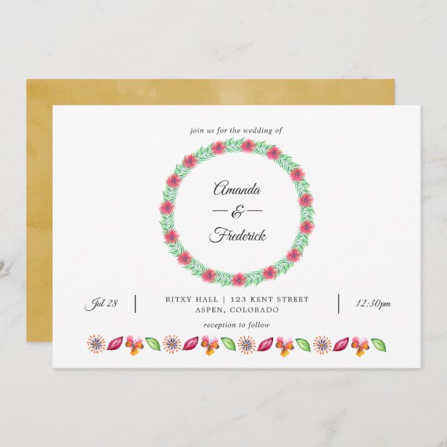 Invitación Boda tropical de playa de verano (Anverso / Reverso)