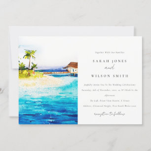 Invitación Boda Tropical De Playa De Villas De Aguas Submarin
