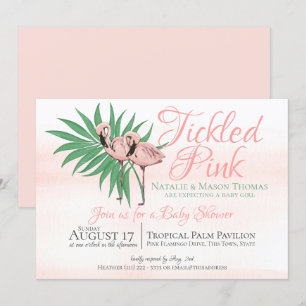 Invitación Boda Tropical de Playa Flamingo Rosa