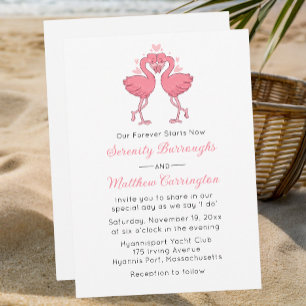 Invitación Boda Tropical de Playa Hawaiana Flamingo Rosa