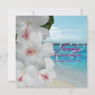 Invitación Boda tropical/de playa/ hibisco blanco de PixDezin