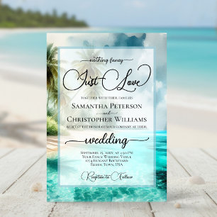 Invitación Boda Tropical de Playa Sin Adornos Solo Amor