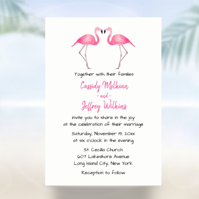 Invitación Boda Tropical De Verano De Playa Rosa Cuta Flaming (Subido por el creador)