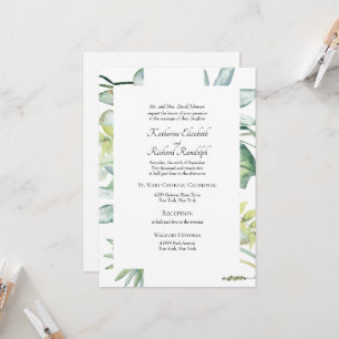 Invitación Boda Tropical de Verde Simplemente Elegante