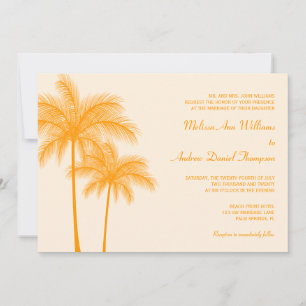 Invitación Boda tropical del árbol de palmas Naranja