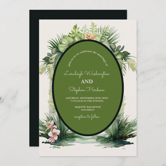 Invitación Boda Tropical del Arco Floral Pastel Boho (Anverso / Reverso)