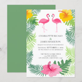Invitación Boda tropical del flamenco rosado personalizado